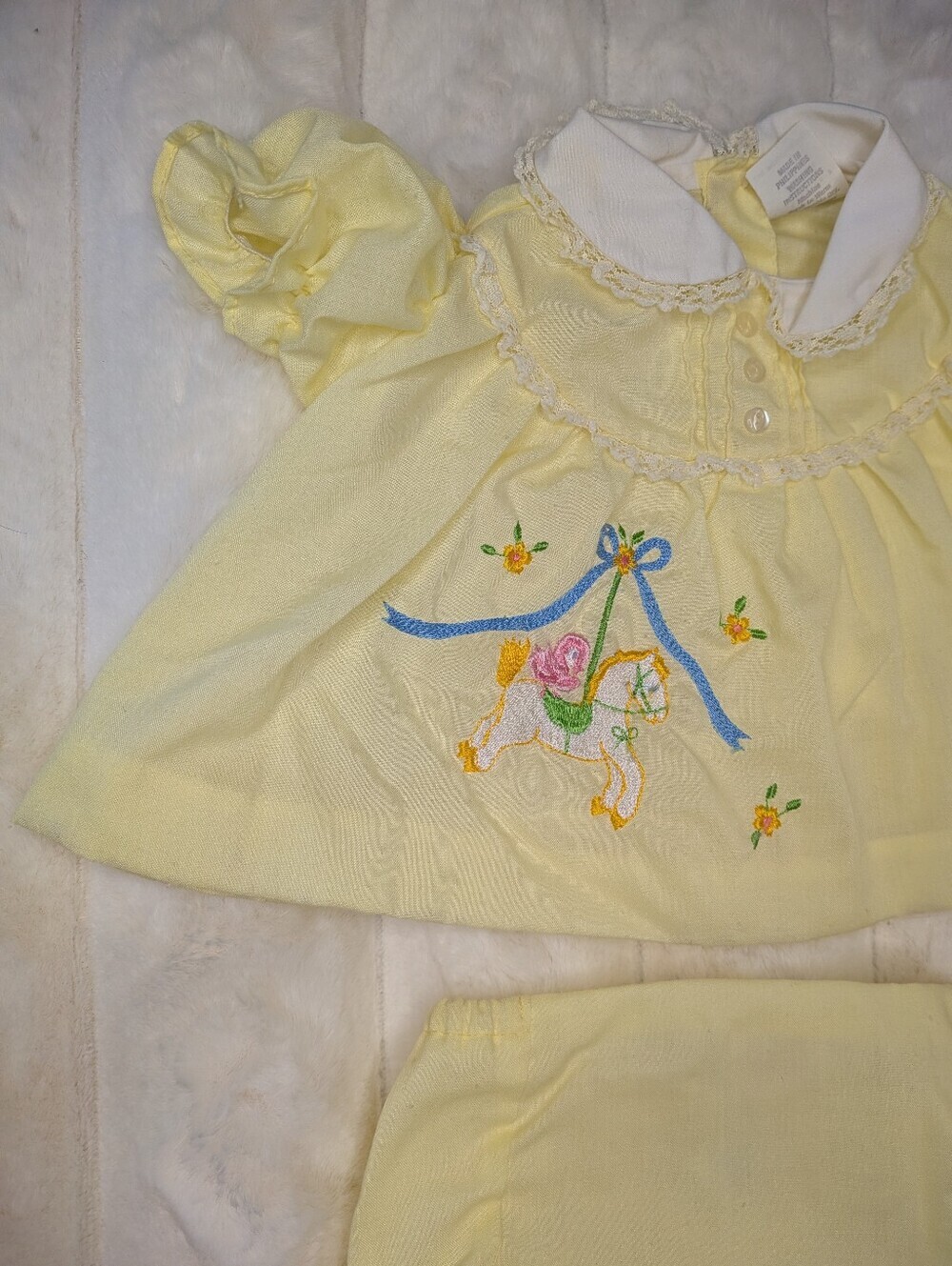 Vtg 1980s 2 Piece Merry Go Round Embroidered Infant Set - Picture 3 of 8
